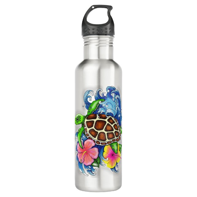 Tropical Sea Turtle 710 Ml Water Bottle (Front)