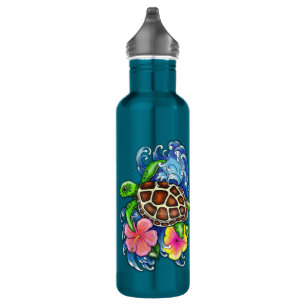 Tropical Sea Turtle and Hibiscus 710 Ml Water Bottle