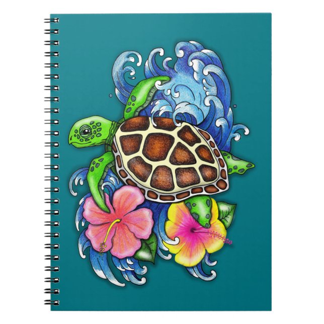 Tropical Sea Turtle and Hibiscus Notebook (Front)