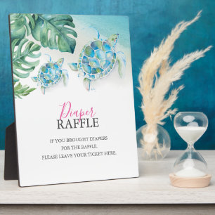 Tropical Sea Turtle Baby Shower Diaper Raffle Sign Plaque