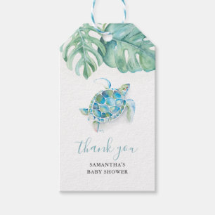 Tropical Sea Turtle Baby Shower Watercolor Gift Tags