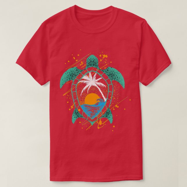Tropical Sea Turtle Beach Sea Turtle T-Shirt (Design Front)