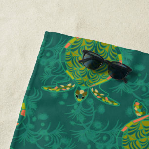 Tropical Sea Turtle Beach Towel
