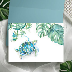 Tropical Sea Turtle Blank Inside Watercolor Thank You Card