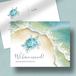 Tropical Sea Turtle Coastal Moving Announcement  Postcard
