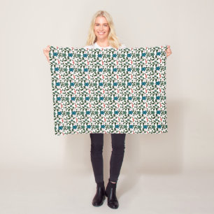 Tropical Sea Turtle Floral Pattern   Coastal Ocean Fleece Blanket