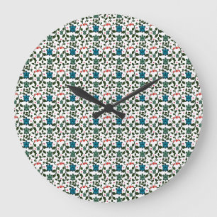 Tropical Sea Turtle Floral Pattern Coastal Ocean Large Clock