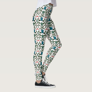 Tropical Sea Turtle Floral Pattern Coastal Ocean Leggings