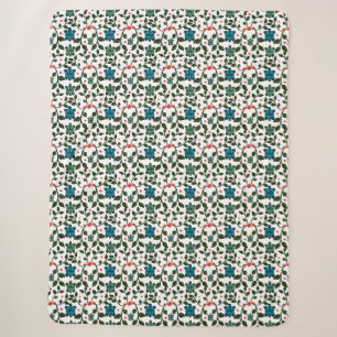 Tropical Sea Turtle Floral Pattern Coastal Ocean Sherpa Blanket