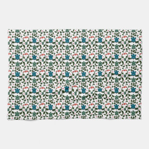Tropical Sea Turtle Floral Pattern Coastal Ocean Tea Towel