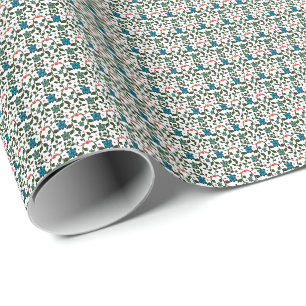 Tropical Sea Turtle Floral Pattern Coastal Ocean Wrapping Paper