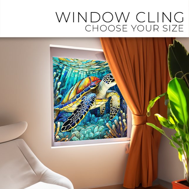 Tropical Sea turtle Stained glass art Window Cling (Creator Uploaded)