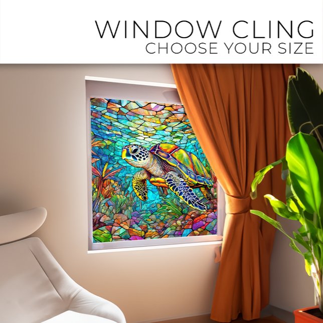 Tropical Sea turtle Stained glass art Window Cling (Creator Uploaded)