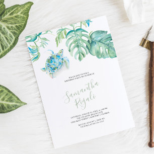 Tropical Sea Turtle Watercolor Birthday Invite