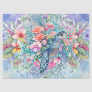 Tropical Sea Turtle & Watercolor Florals Tissue Paper