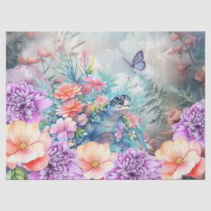 Tropical Sea Turtle & Watercolor Florals Tissue Paper