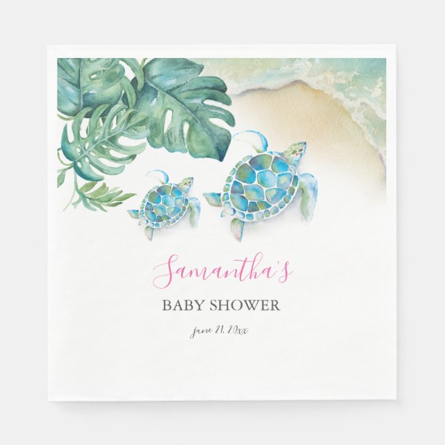 Tropical Sea Turtle Watercolor  Napkin (Front)