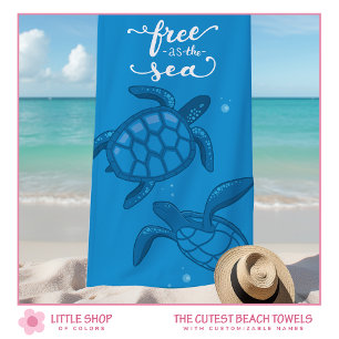 Tropical Sea Turtles Personalised Beach Towel