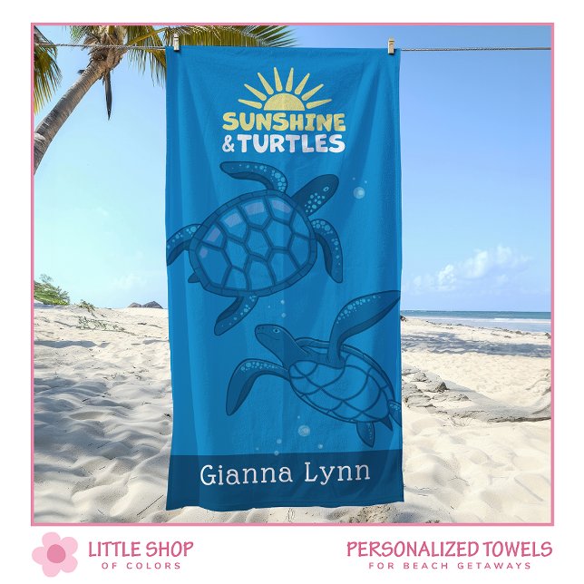 Tropical Sea Turtles Personalised Beach Towel (Creator Uploaded)