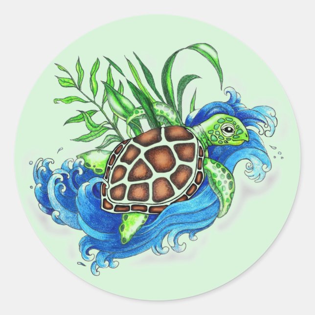 Tropical Sea Turtles Sticker (Front)