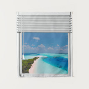 Tropical Sea View Fake Window Blinds  Tapestry