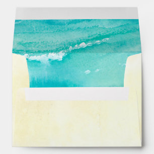 Tropical Sea Waves and Beach Sand Watercolor Envelope