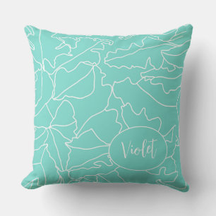 Tropical Seafoam Green for Girls with Name Cushion