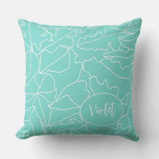 Tropical Seafoam Green for Girls with Name Cushion