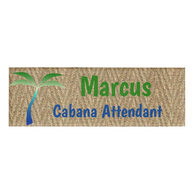Tropical Seagrass and Palm Business Name Tag (Front)