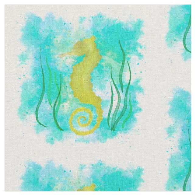 Tropical Seahorse Fabric (Close Up)
