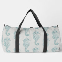 Tropical Seahorses, Seahorse Pattern - Blue Grey