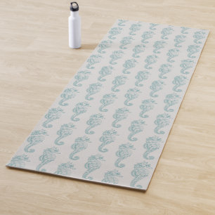 Tropical Seahorses, Seahorse Pattern - Blue Grey Yoga Mat