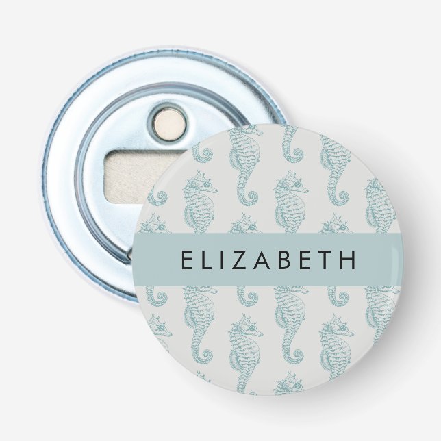 Tropical Seahorses, Seahorse Pattern, Your Name Bottle Opener (Front)