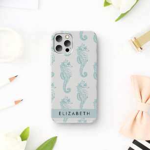 Tropical Seahorses, Seahorse Pattern, Your Name iPhone 16 Case