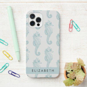 Tropical Seahorses, Seahorse Pattern, Your Name iPhone 12 Pro Case