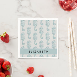 Tropical Seahorses, Seahorse Pattern, Your Name Napkin