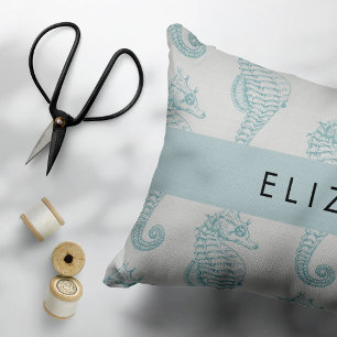 Tropical Seahorses, Seahorse Pattern, Your Name Pillowcase