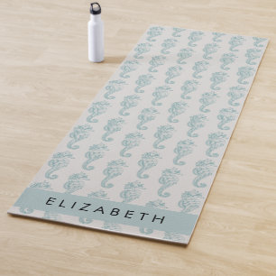 Tropical Seahorses, Seahorse Pattern, Your Name Yoga Mat