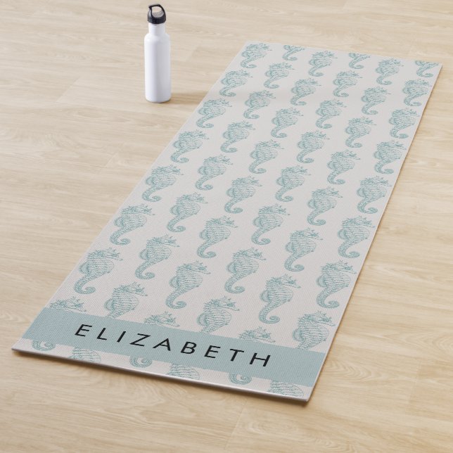 Tropical Seahorses, Seahorse Pattern, Your Name Yoga Mat (In Situ)