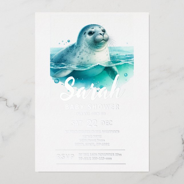 Tropical Seal Coastal Baby Shower (Front)