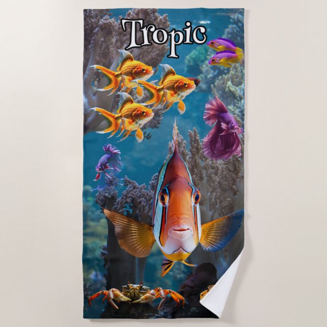 Tropical Sealife Beach Towel (Front)