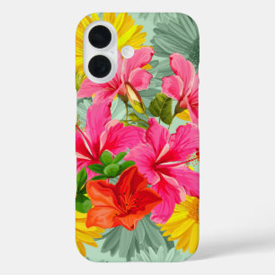 Tropical Seamless Hibiscus iPhone 16 Case