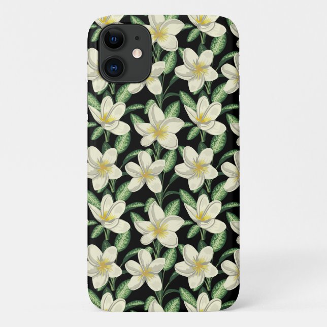 Tropical seamless pattern white flowers green leaf Case-Mate iPhone case (Back)