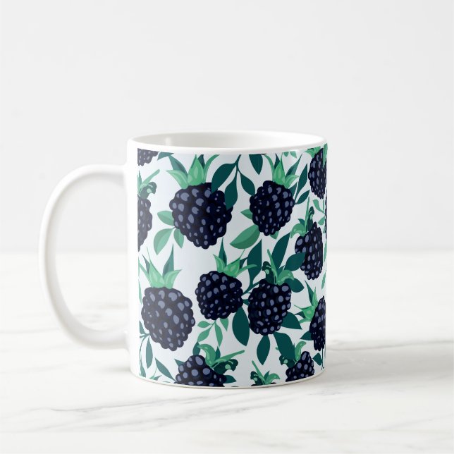 Tropical seamless pattern with blackberry coffee mug (Left)