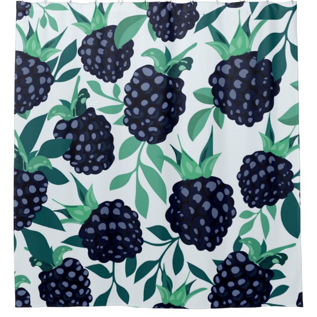 Tropical seamless pattern with blackberry shower curtain (Front)