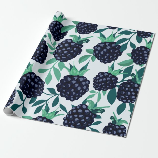 Tropical seamless pattern with blackberry wrapping paper (Unrolled)