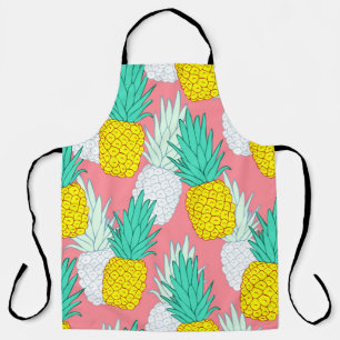 Tropical seamless pattern with exotic pineapples.  apron