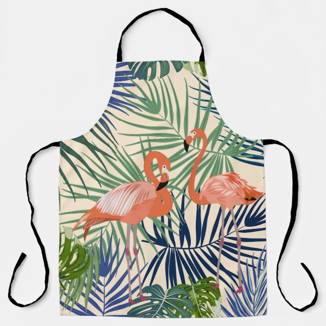 Tropical seamless pattern with flamingo. Botany de Apron (Front)