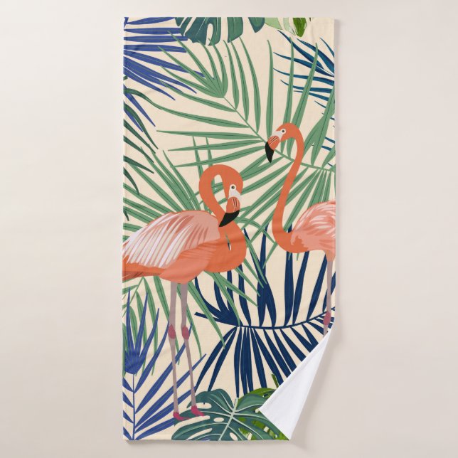 Tropical seamless pattern with flamingo. Botany de Bath Towel (Bath Towel)