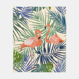 Tropical seamless pattern with flamingo. Botany de Fleece Blanket